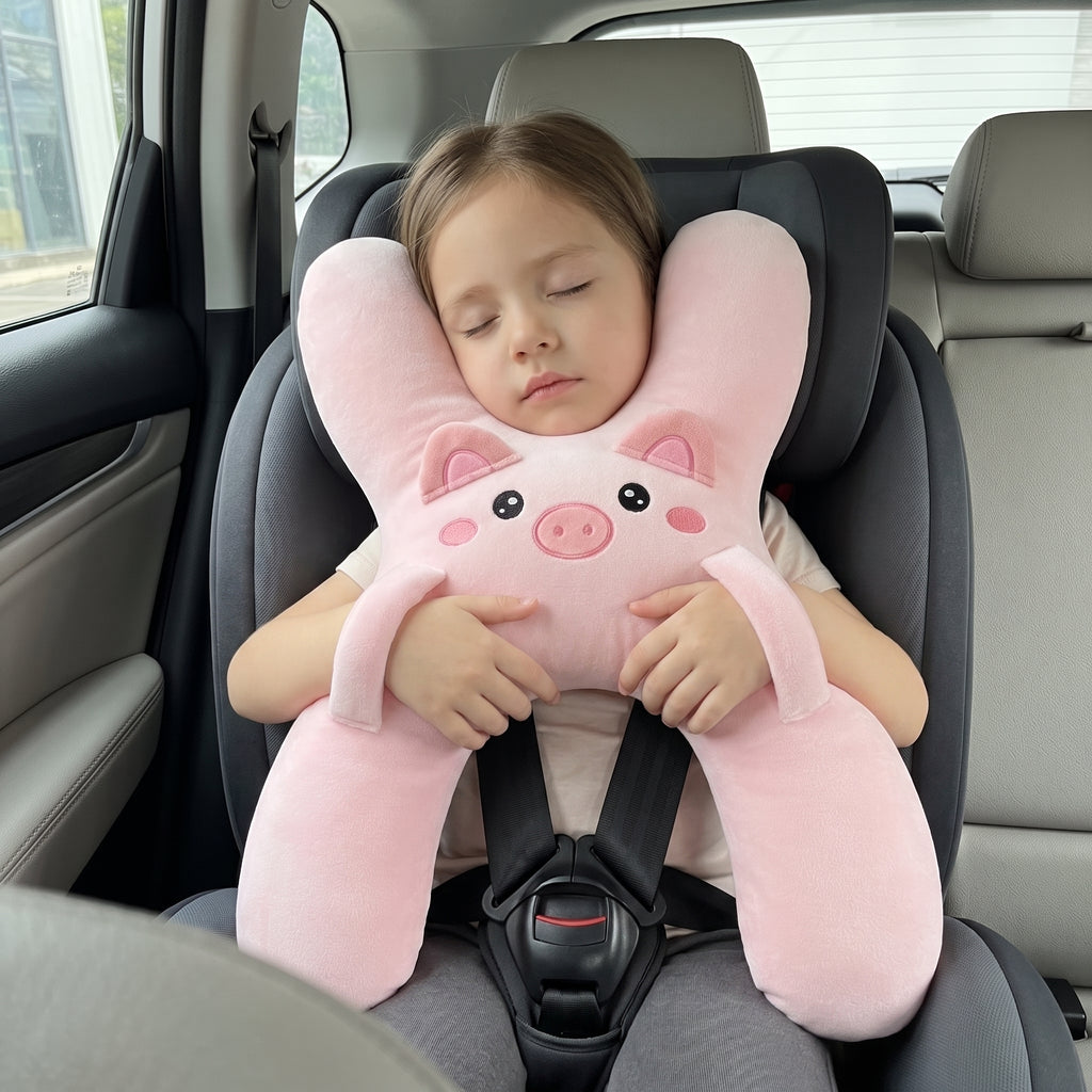 NapPals™ Kids Car Nap Pillow – Soft Plush Animal Travel Cushion