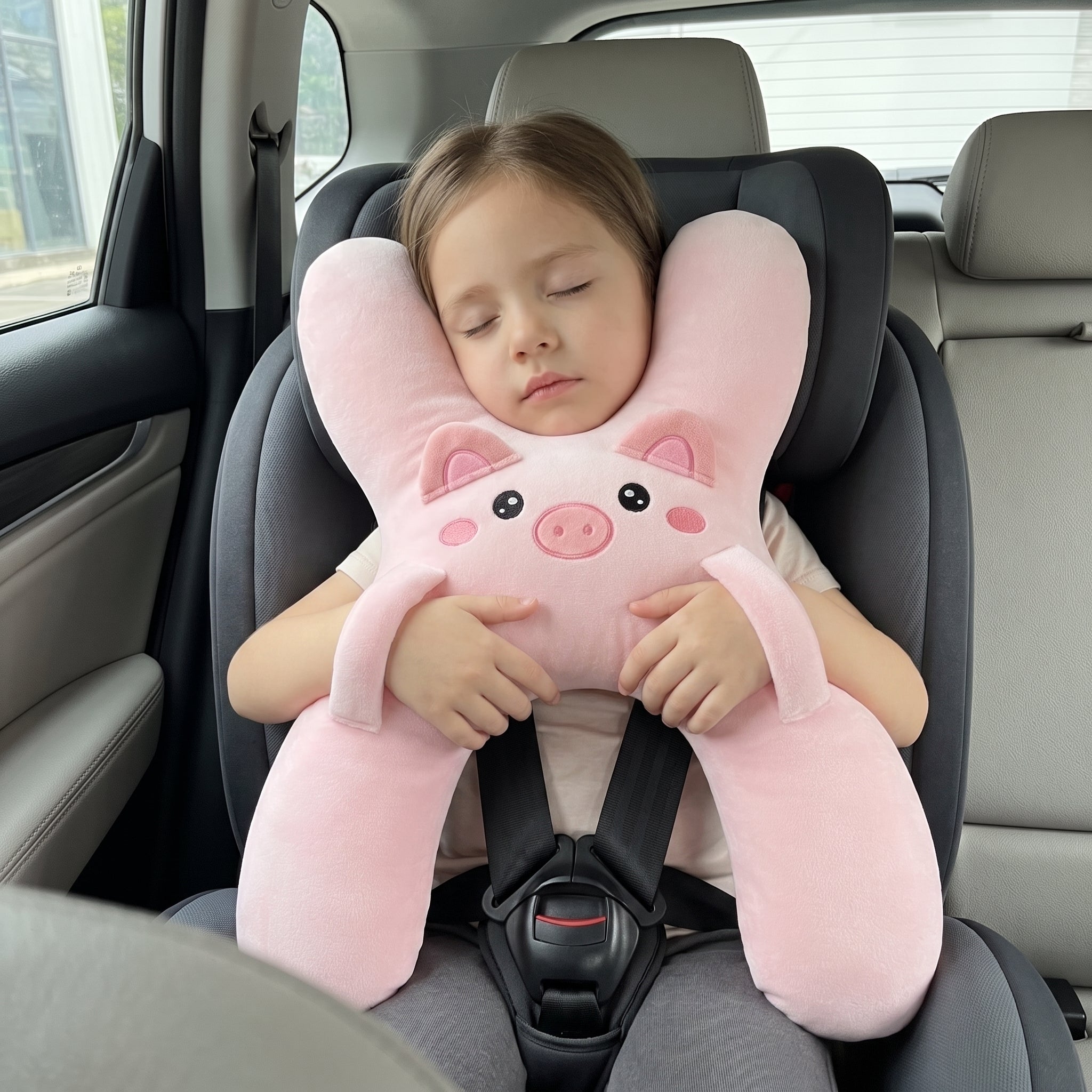 NapPals™ Kids Car Nap Pillow – Soft Plush Animal Travel Cushion